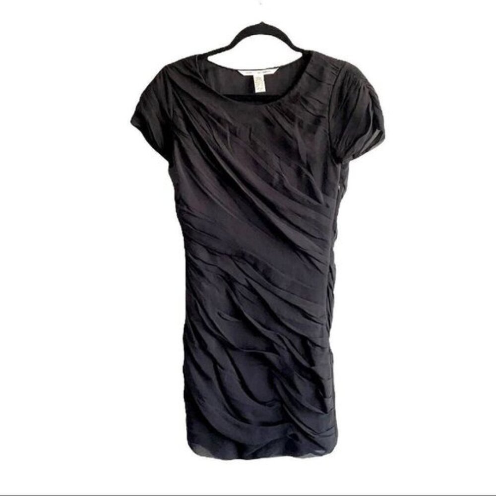 DIANE von FURSTENBERG silk erosa ruched short sleeve mini dress black 4